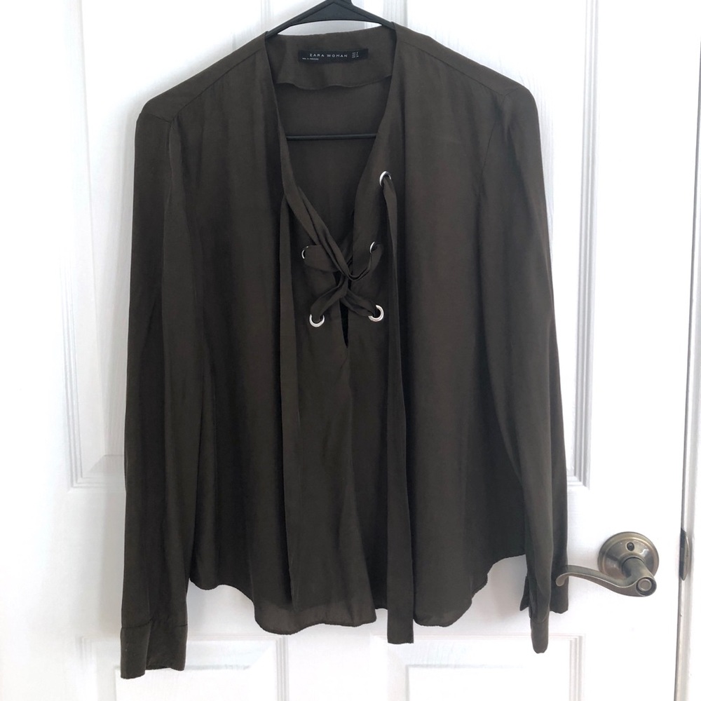 Zara olive green long sleeved top